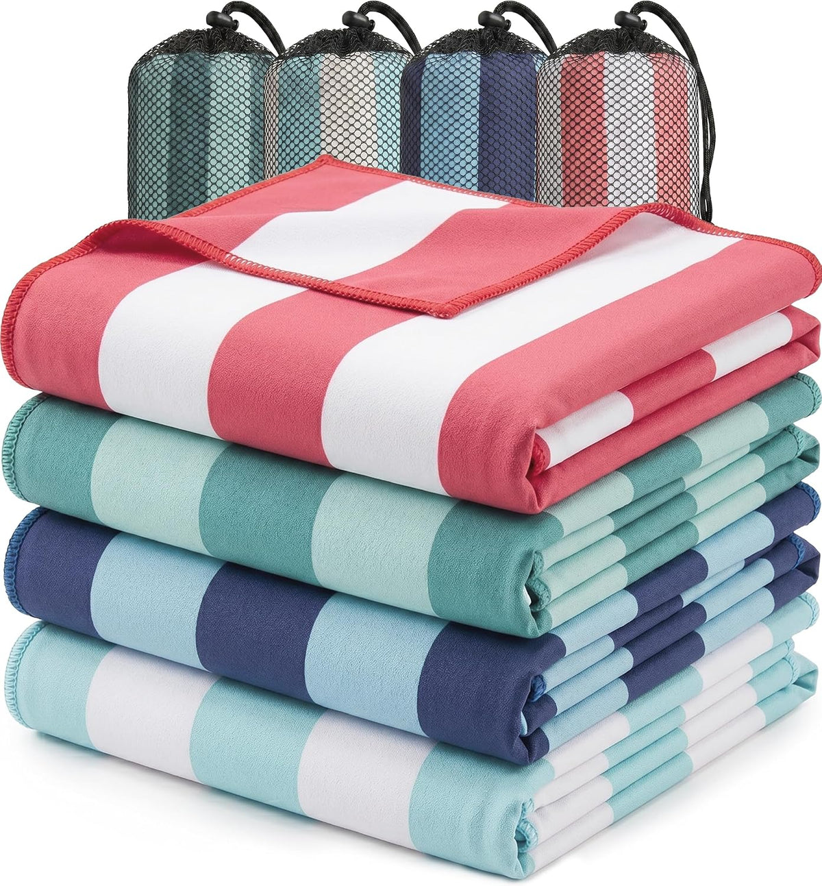 Thin Lightweight Microfiber Beach Towel 4 Pack 32x71 Inch