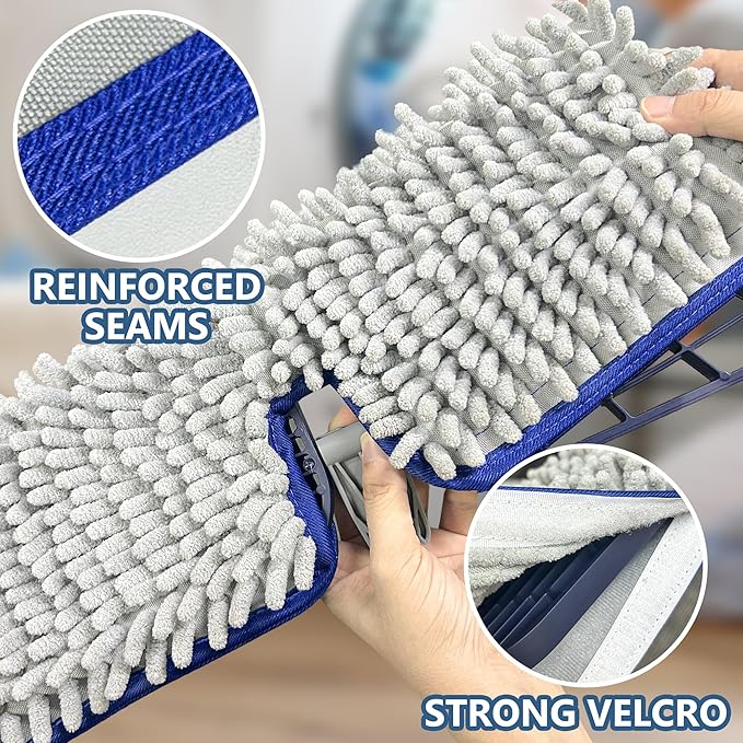 Reusable Mop Pads for Enspoway Dust Mop - Double-Sided Microfiber Chenille Refills for Kitchen Bathroom Tile Cleaning - Washable Absorbent Pads for Hardwood Laminate Floor Cleaning Only for B0FRDZDTMP