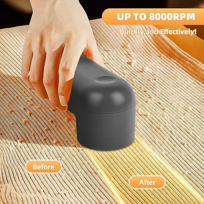 Electric Fabric Shaver and Lint Remover, Portable Fuzz Remover for Clothes and Furniture, Battery Operated, Easy to Use and Clean, Suitable for Sweaters, Blankets.（Dark Grey）