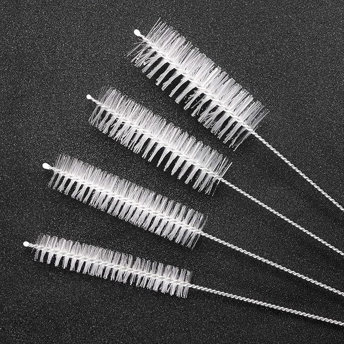 Mini Skater Stainless Steel Test Tube Brushes Set, Clean Brushes for Pipes Teapot Tumbler Reusable Long Straw Cleaners Brush for Small Spaces Milk Bottles (White - 10 pcs)