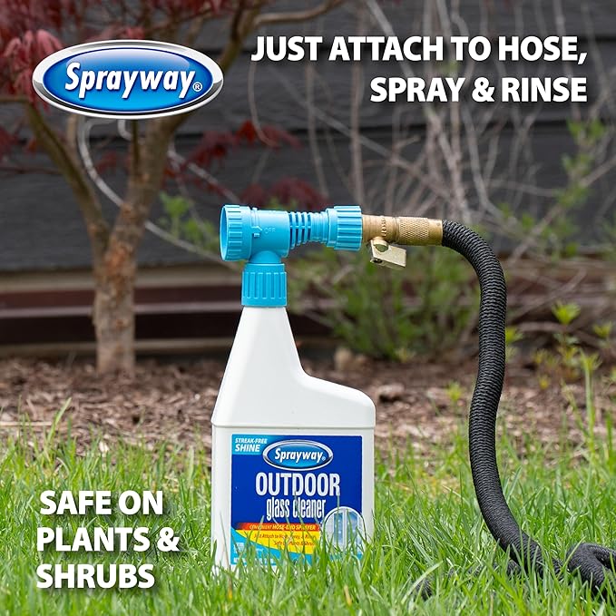 Sprayway Outdoor Glass Cleaner, 32oz | Streak-Free Shine, Foaming Action | Ideal for Windows, Patio Doors, and Outdoor Glass Surfaces