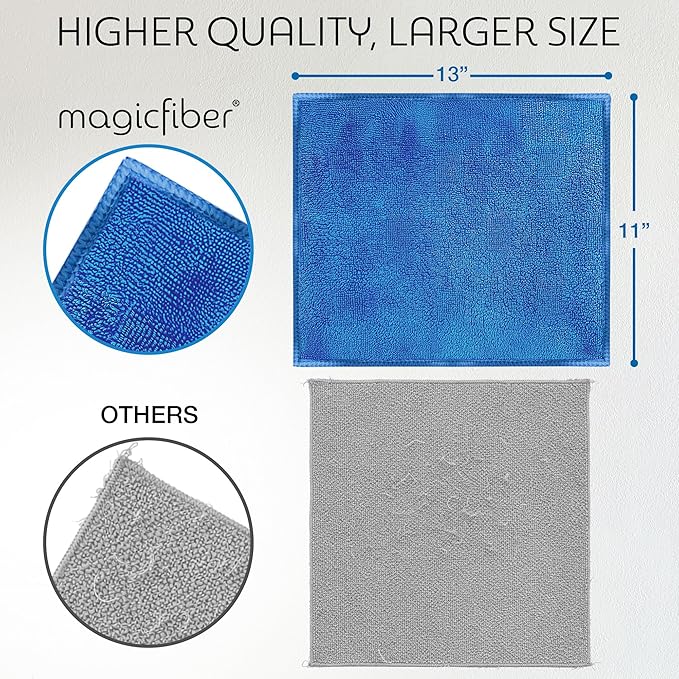 MagicFiber Microfiber Cleaning Cloth - Higher Quality, Larger Size - Micro Fiber Cloth for Cleaning Rags, Dust Cloths, Kitchen Dish Towels (12 Pack, 13”x11”)