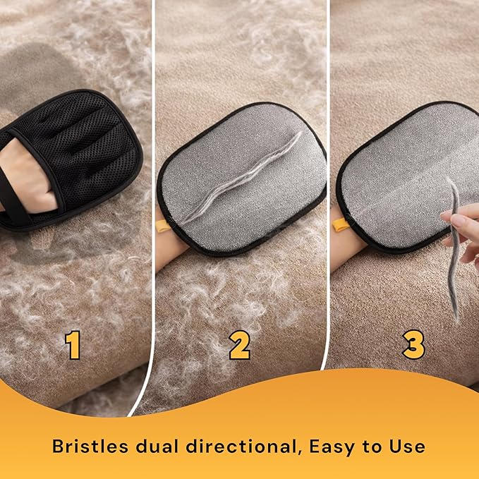 Wolfster 2 Pack Pet Hair Removal Glove for Cats & Dogs - Five-Finger Electrostatic Reusable Pet Hair Remover for Couch, Sofa, Carpet, Car Seat, Bedding & Clothing, Lint Roller Alternative