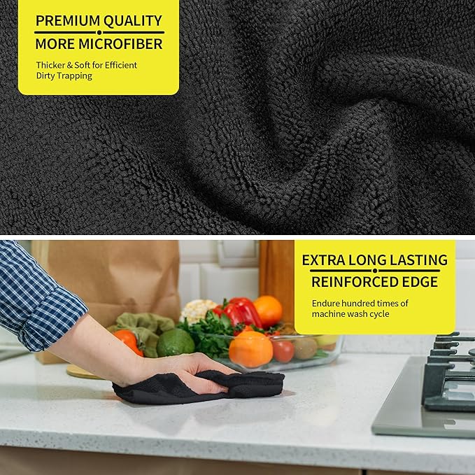 Microfiber Cleaning Cloth, Premium 8 Pack Cleaning Towels, Lint-Free & Streak-Free Ultra Absorbent, 300GSM Reusable Microfiber Towel for Cars Shop Garage Home and Kitchen, 12.6" x 12.6"