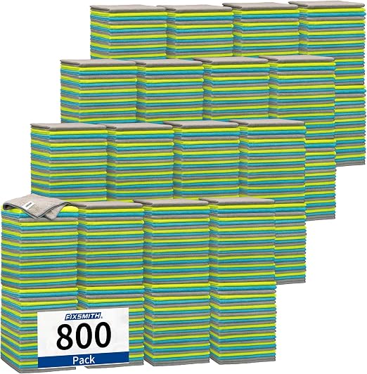 FIXSMITH Shop Towels-800 Pack, Multi-Functional Shop Rags, 12 x 16 in Microfiber Cleaning Cloth, Highly Absorbent Cleani