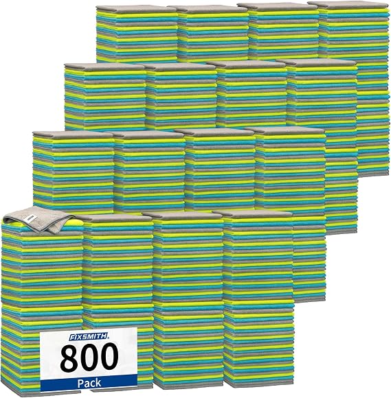 FIXSMITH Shop Towels-800 Pack, Multi-Functional Shop Rags, 12 x 16 in Microfiber Cleaning Cloth, Highly Absorbent Cleani