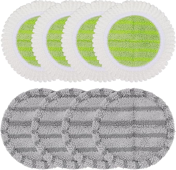 6.3 inch Electric Spin Mop Pads Compatible with Vmai Alfabot Qimedo Idoo Eous Bi-ssell Gobot Teko Corldess Spin Mop, Round Mop Replacement Pad Microfiber Scrubber Refill for Floor Cleaning (8 Pack)