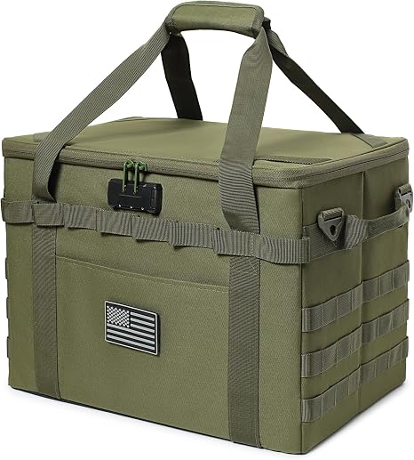 Tactical Camping Storage Bag - 38L Utility Tote Bag Organizer with Combination Lock and Shoulder Strap