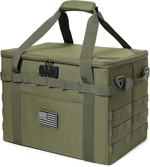 Tactical Camping Storage Bag - 38L Utility Tote Bag Organizer with Combination Lock and Shoulder Strap