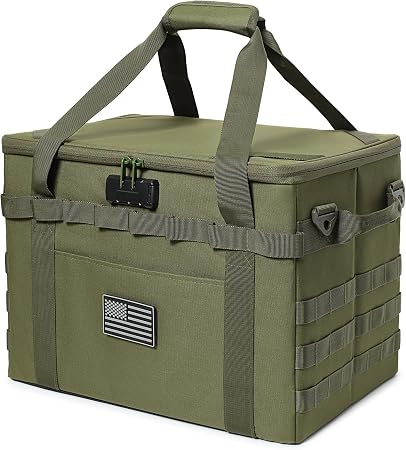 Tactical Camping Storage Bag - 38L Utility Tote Bag Organizer with Combination Lock and Shoulder Strap