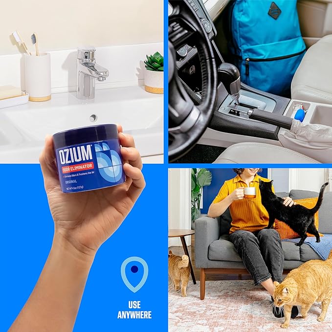 Ozium Odor Eliminating Gel - 4.5oz Air Freshener Alternative for Smoke, Pets, and Musty Odors - Long Lasting Odor Remover for Cars, Homes, Closets and Small Spaces - Citrus