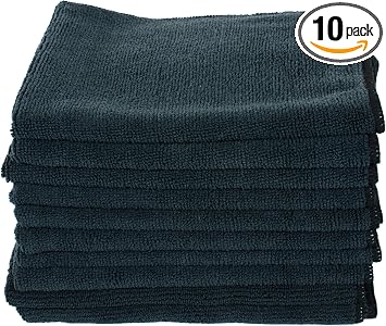 Real Clean 16x16 300GSM Premium Black Microfiber Towels (Pack of 10)