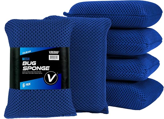 VIKING Mesh Bug Sponge, Bug and Tar Remover for Car, 6 Pack