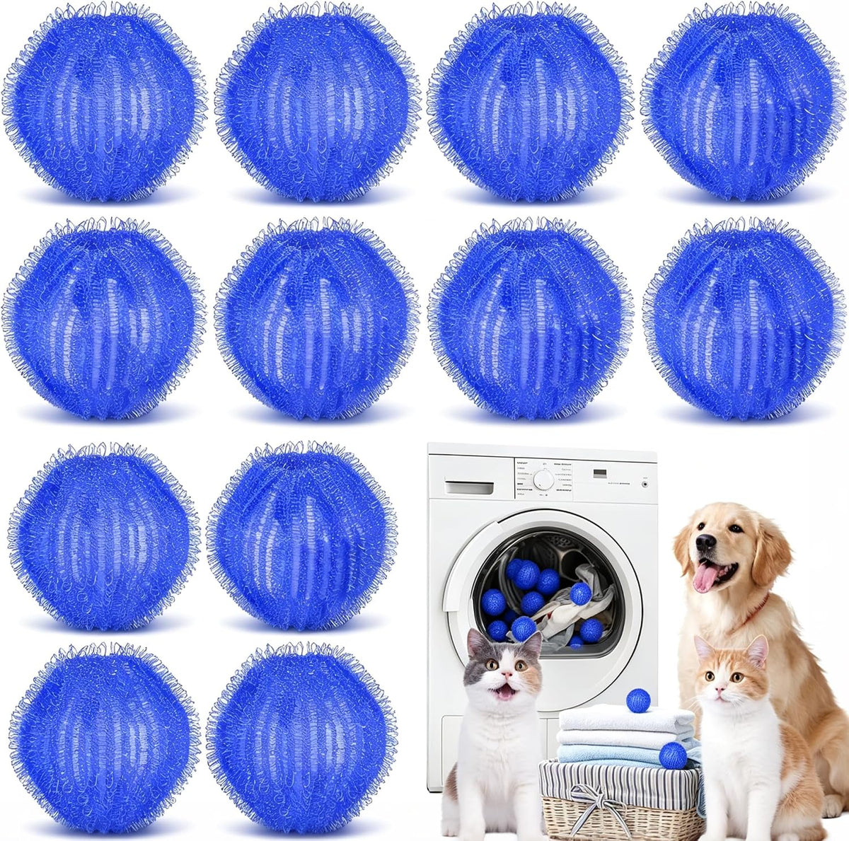 Pet Hair Remover for Laundry,Suitable for Washing Machines,Dryers-12PCS