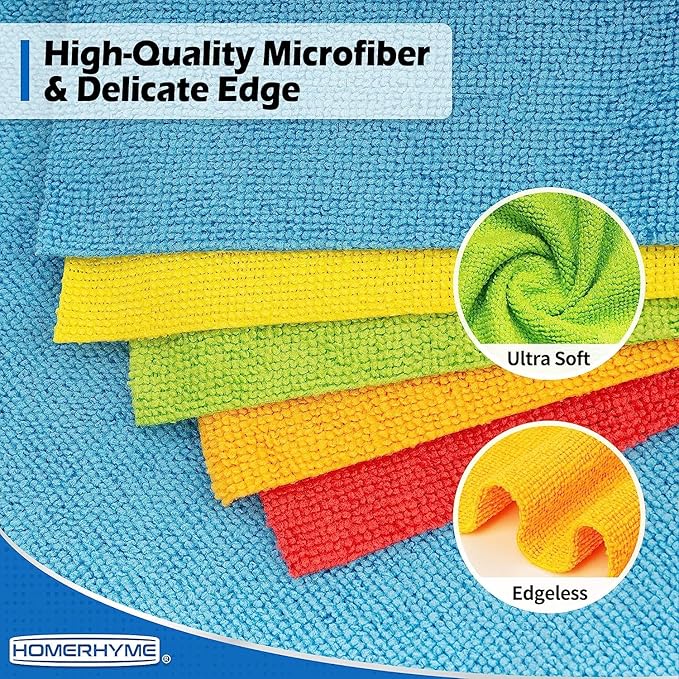 Microfiber Towels for Cars, 24 Pack Microfiber Cleaning Cloths, 11.5"*11.5" Cleaning Rags Towels Bulk Absorbent Lint-Free, All-Purpose for Detailing, Office, Household Cleaning