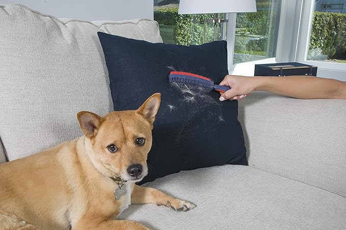 FURemover Duo Pet Hair Rubber Brush, Dual Sided to Easily Remove Fur and Lint from Clothing and Upholstery, Thick Bristles Groom Dogs and Cats, Easy to Clean, Colors May Vary