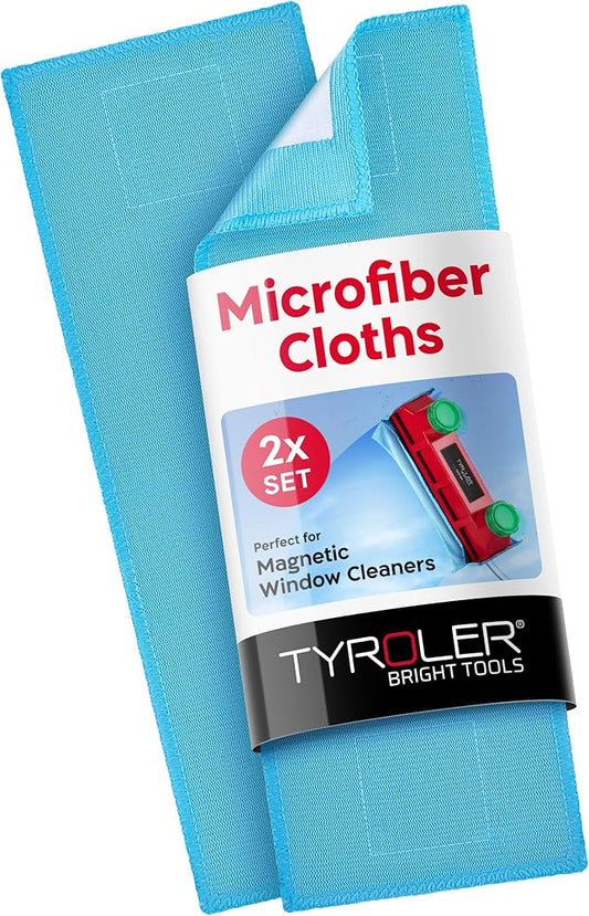 Tyroler Bright Tools Premium Replacement Microfiber Cleaning Cloths | Exclusively Designed for The Glider Magnetic Window Cleaner | Ultra-Soft, Non-Abrasive & Highly Absorbent (2)