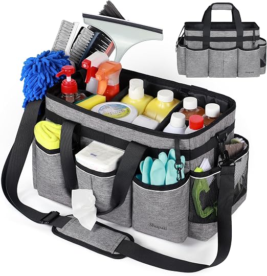 Wearable Cleaning Caddy Bag, Cleaning Caddy Supplies Organizer with Handles for Cleaners & Housekeeper, Under Sink & Car