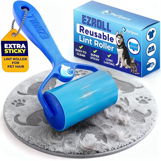 PetLovers EzRoll Reusable Lint Roller - Sticky for Life & Multi-Purpose Pet Hair, Dust, & Lint Remover for Clothing, Uph