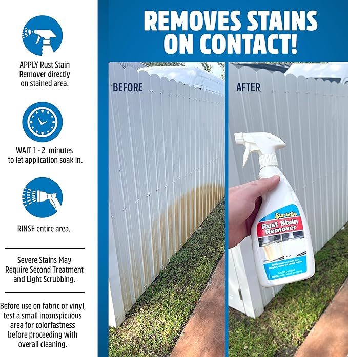 STAR BRITE Rust Stain Remover - Easily Clean Corrosion Stains Off Fiberglass, Vinyl, Metal & Painted Surfaces, 128 oz - 1 Gallon