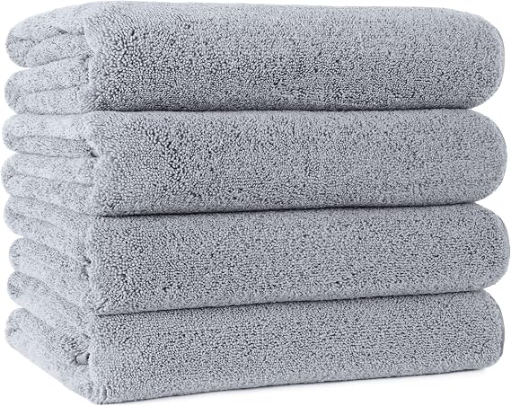POLYTE 330 GSM Poly Blend Microfiber Quick Dry Bath Towel, 30x57 in, 4 Pack