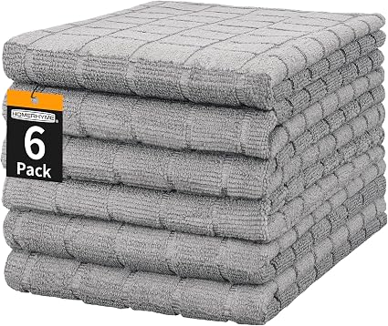 Microfiber Hand Bath Towels, 6 Pack 25''*15'' Grey Bathroom Hand Towels, All-Purpose Quick Dry Lint Free Soft Absorbent 