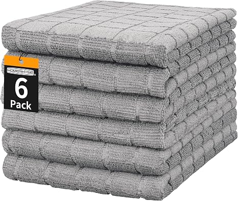 Microfiber Hand Bath Towels, 6 Pack 25''*15'' Grey Bathroom Hand Towels, All-Purpose Quick Dry Lint Free Soft Absorbent 