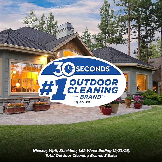 30 SECONDS Outdoor Window & Screen Concentrated Cleaner for Glass, Patio Doors, Fiberglass, Furniture - No Screen Removal Required, Spray & Rinse - Refill for Hose End Sprayer Bottles, 1.1 Gallon