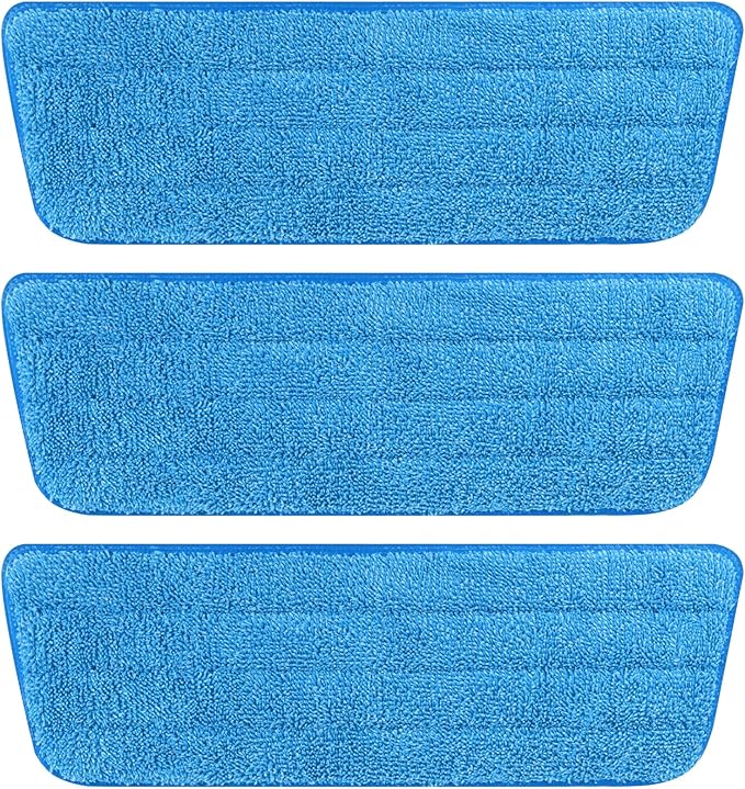 3 Pack Microfiber Reusable Mop Pads, Wet/Dry Floor Cleaning Refill Mop Pads, Spray Mop Hard Wood Floor Mop Pads Refills, Machine Washable Power Mop Pads Replacement