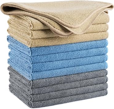 POLYTE 340 GSM Multipurpose Microfiber Cleaning Towel, 14x14 in, 12 Pack