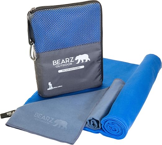 Microfiber Towel Set by BEARZ Outdoor. Microfiber Towels for Body, Workout Towel, Camp Towel, Yoga Towel, Sweat Towel, M