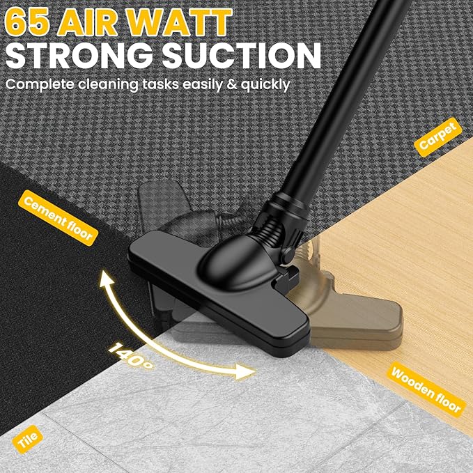 Cordless Vacuum for Dewalt Battery, 5 in 1 Lightweight Handheld Vacuum Cleaner with 500W Powerful Motor, 46 CFM Portable Hand Vacuum with Filtration HEPA for Floor, Carpet(Battery Not Included)