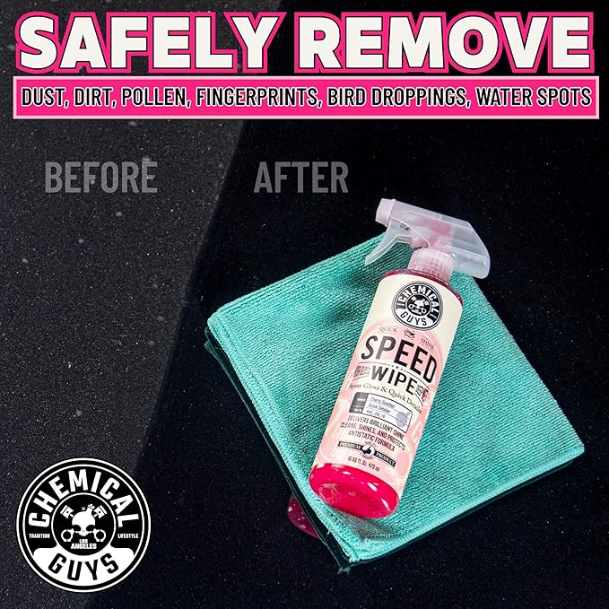 Chemical Guys Speed Wipe Quick Detailer - High Gloss, Streak-Free Shine, Detail Spray for Cars, Trucks, Motorcycles, RVs, and More, Safe on Paint, Glass, Wheels, and Trim, Cherry Scent, 128 fl oz
