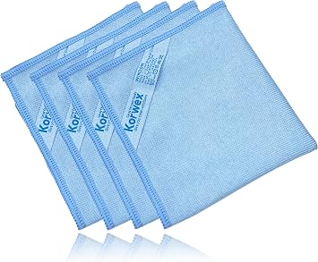Window Cleaning Cloth, Glass Cleaning Cloth, Streaks Schatches Free. (Blue Pack 4)