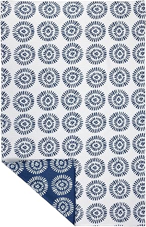 Vibe by MÜkitchen Premium Quick Dry Dual Sided Design Oversized Tea Towel | 85% Recycled Materials | 18x30 (Radial Blue)