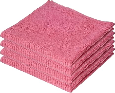 Superio Pink Microfiber Cleaning Cloth for Cars, Kitchen, Bathroom 16x16 Miracle Cloth, Lint Free Rags for Cleaning Hous