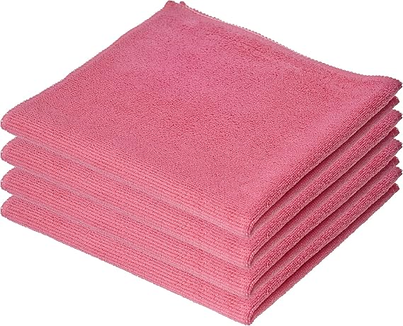 Superio Pink Microfiber Cleaning Cloth for Cars, Kitchen, Bathroom 16x16 Miracle Cloth, Lint Free Rags for Cleaning Hous