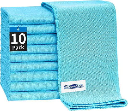 Microfiber Glass Cleaning Cloth - 10 Pack Polishing Cloths, 16" x 14" Window Cleaning Towel, Streak Free, Lint Free, Great for All Delicate Surface, Glasses, Stainless Steel, Windshield.