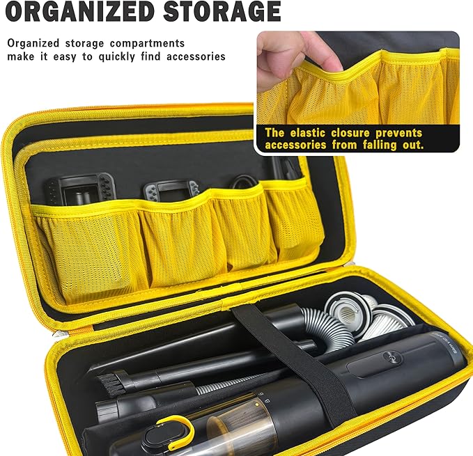 Case for Fanttik Slim V8 Apex/ V8 Mate/for Fanttik Slim V10 Apex/ V10 Mate Car Vacuum Portable Cordless. Portable Hard Storage with Removable Divider and Mesh Pocket for Accessories（case only）