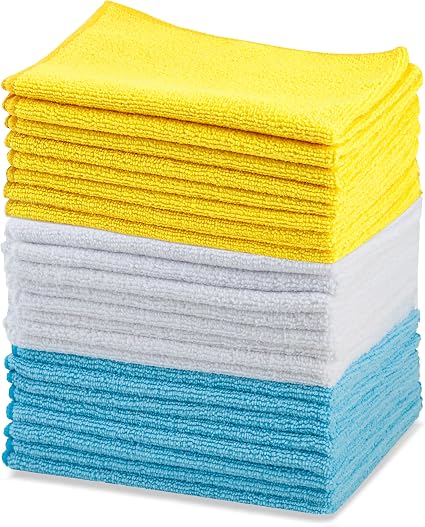 Amazon Basics Microfiber Cleaning Cloths, Ultra Absorbent, Lint Free, Streak Free, Non-Abrasive, Reusable and Washable, 