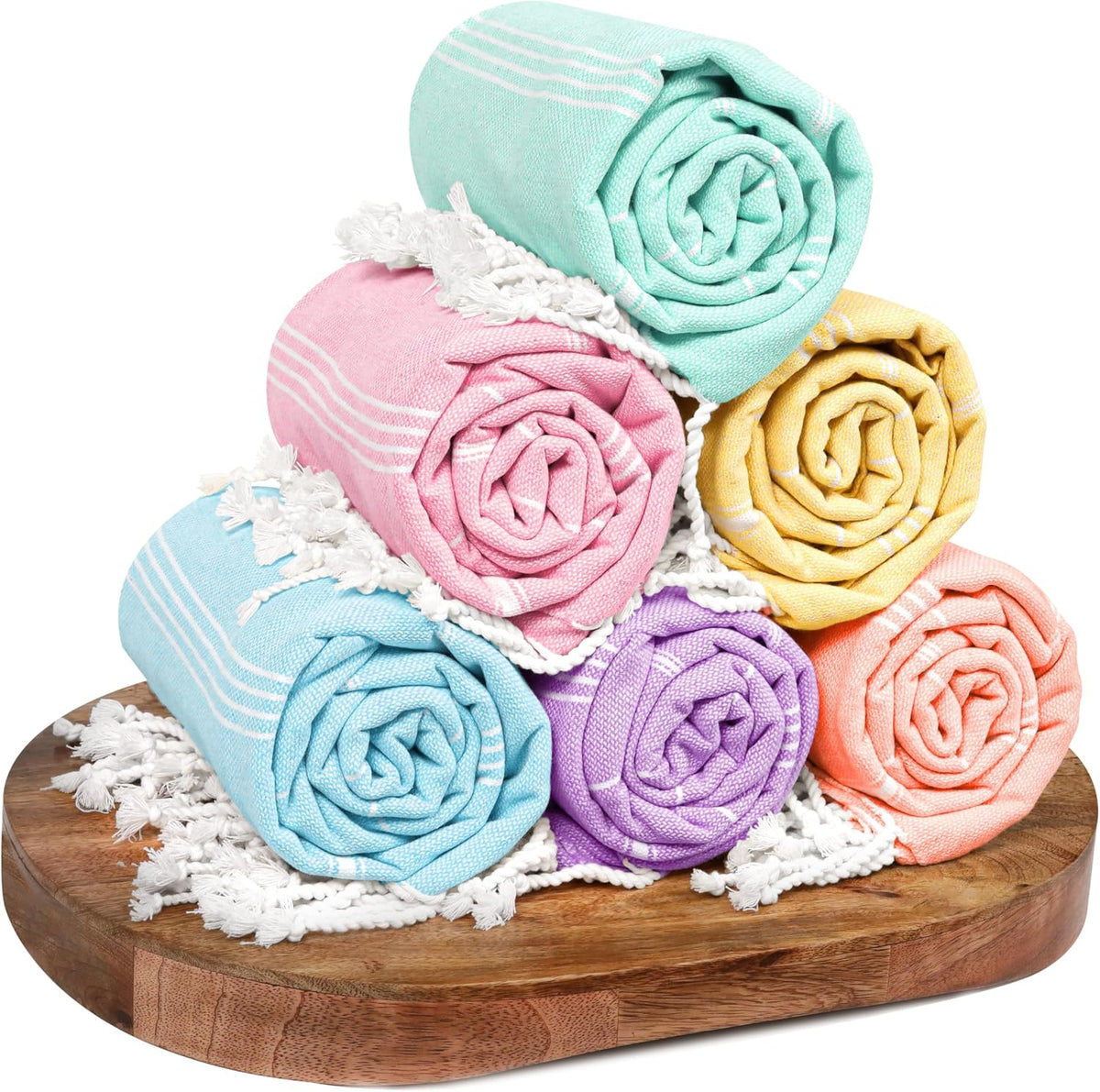 Oversized Beach Towels 6 Pack, 40"x71", Quick Dry, 100% Cotton, Sand Free, Absorbent, Bath, Pool, Spa & Travel Towels, Lightweight, Machine Washable - Tropical Bliss Colors