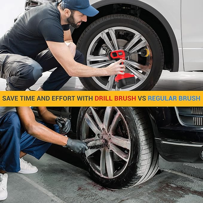 SCRUBIT Drill Brush Attachment Set - Power Scrubber Tile and Grout Tool - Use for Kitchen, Shower, Bathtub and Floor Surface - All Purpose Household Cleaning Kit Includes 3 Brushes with A Bit Extender