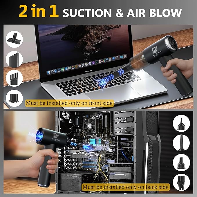 Cordless Handheld Car Vacuum Cleaner Powerful 20000Pa Triple Gear Mini Hoover Air Blower Duster Inflator Deflator Brushless Motor 7800mAh Portable Lightweight Home Office Kitchen