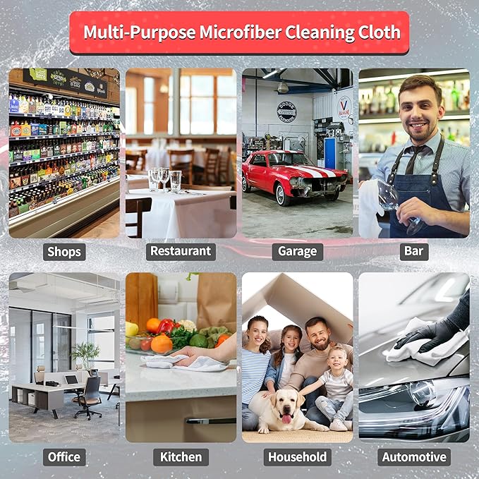 White Microfiber Cleaning Cloths, 100 Pack Shop Towels Rags, Bulk Absorbent Lint-Free Detailing Cleaning Rags Microfiber Towels for Car Mechanic Automotive Garage Housekeeping, 11.5"*11.5"