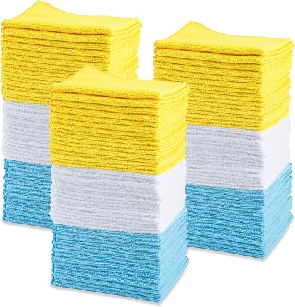 Amazon Basics Microfiber Cleaning Cloths for Cars, Non-Abrasive, Highly Absorbent, Lint and Scratch-Free, Reusable and W