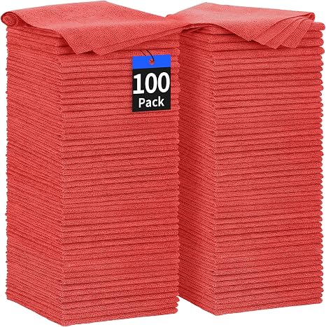 Shop Towels Rags, 100 Pack Microfiber Cleaning Cloth Bulk Absorbent Detailing Rags, Lint-Free Microfiber Towels for Cars