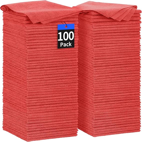 Shop Towels Rags, 100 Pack Microfiber Cleaning Cloth Bulk Absorbent Detailing Rags, Lint-Free Microfiber Towels for Cars