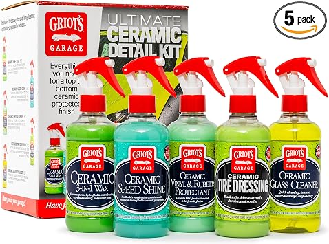 Griot's Garage Ultimate Ceramic Detail Kit for Car Detailing, Includes 8oz Bottles of Ceramic 3-in-1 Wax, Speed Shine De