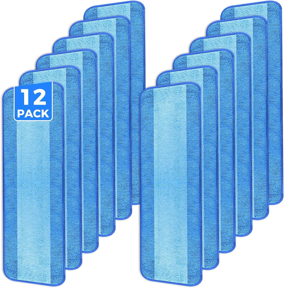 12-Pack 18 Inch Microfiber Mop Pads Compatible with Bona, Washable Reusable