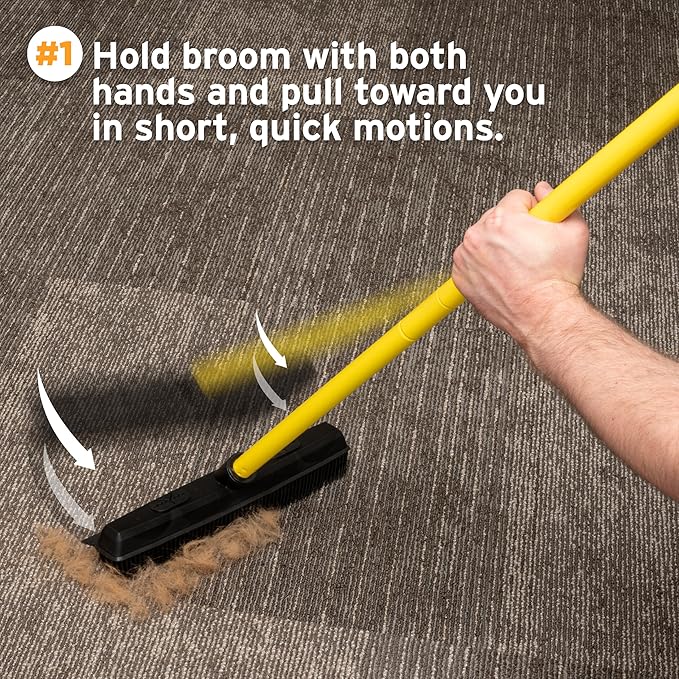 FURemover Pet Hair Removal Rubber Broom, 48" Handle